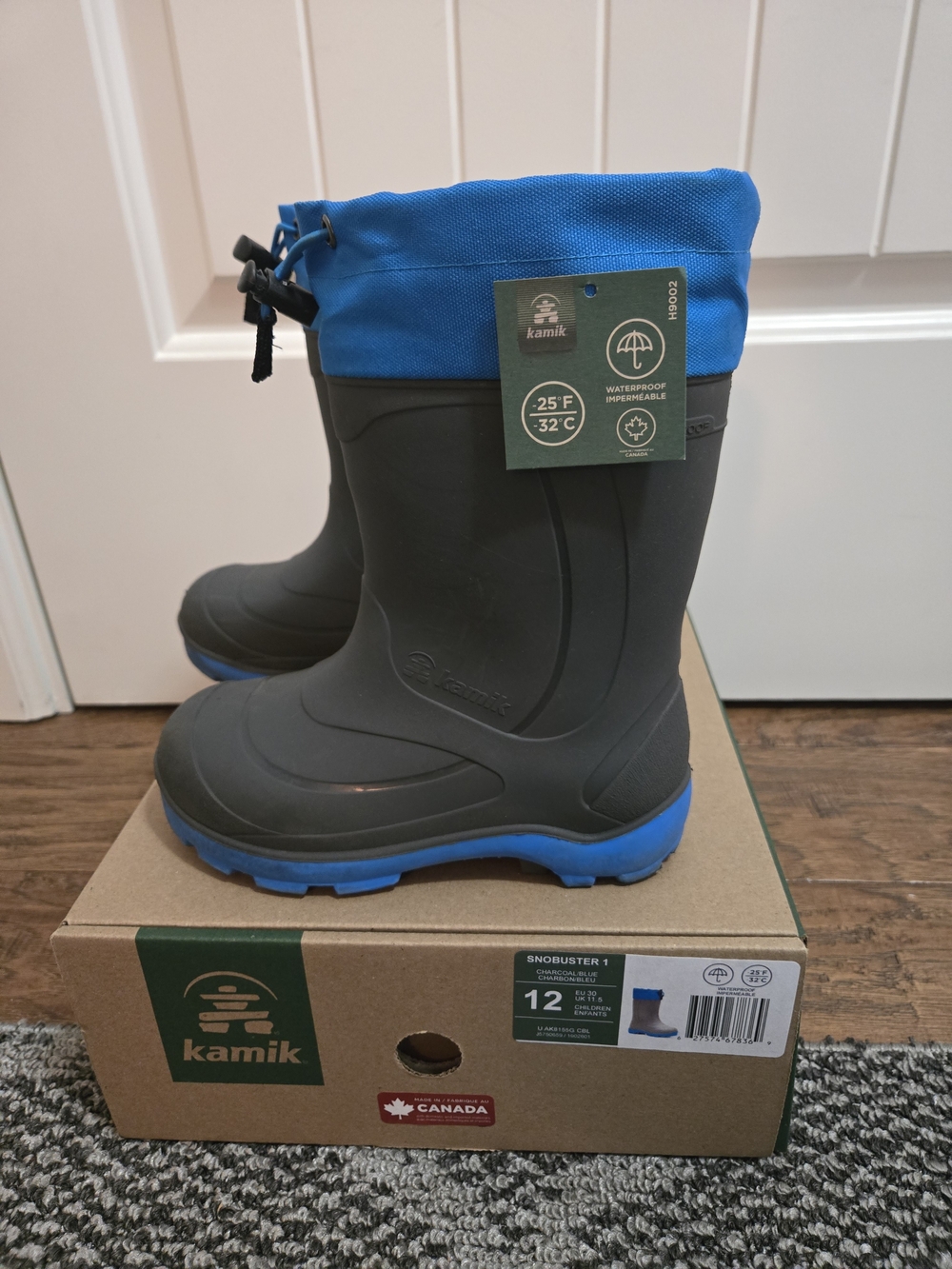 Kamik Kids' Blue Top Waterproof Washable Lining Rain Boots